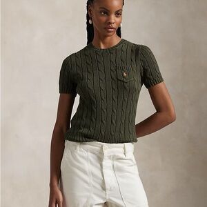 NWT Ralph Lauren Cable-Knit Cotton Short-Sleeve Sweater Size M